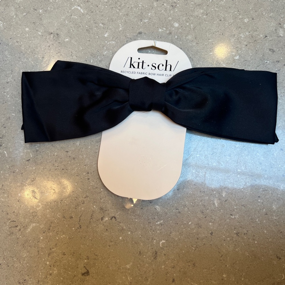 NWT Elegant Black Satin Bow Hair Clip - add polish to your look